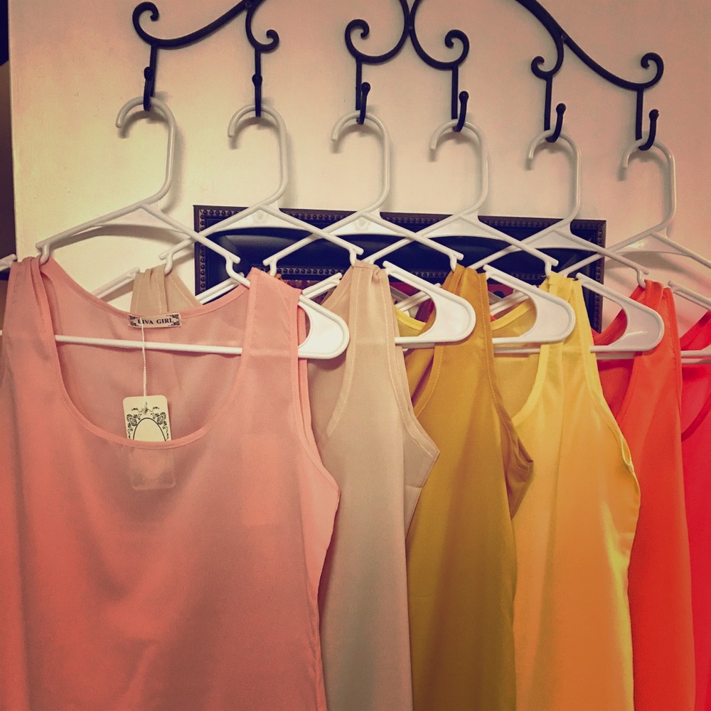 Tan Chiffon, Liva Girl sleeveless tank top, XS